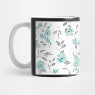 Mint and Grey Light Floral Mug